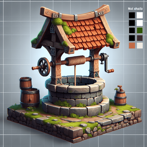 A well in a RTS fantasy style Single Game Texture. In-Game asset. 2d. Blank background. High contrast. No shadows.