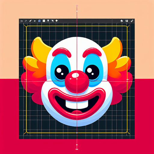 clown face.
Single Game Texture.  In-Game asset.  2d.  Blank background.  High contrast.  No shadows