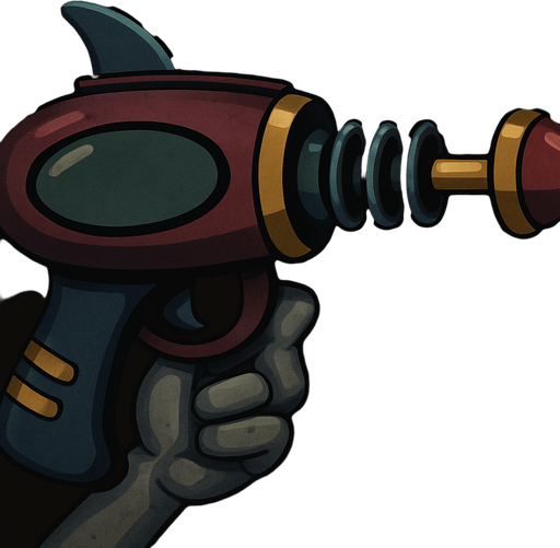 Darker colours held by a grey alien hand