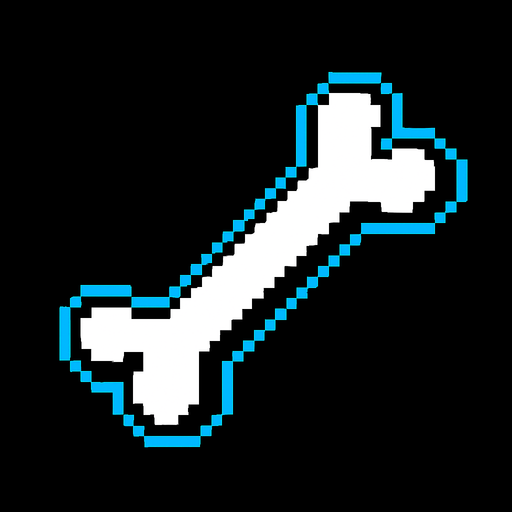 Un hueso de sans.
In-Game asset.  2d.  High contrast.  No shadows
