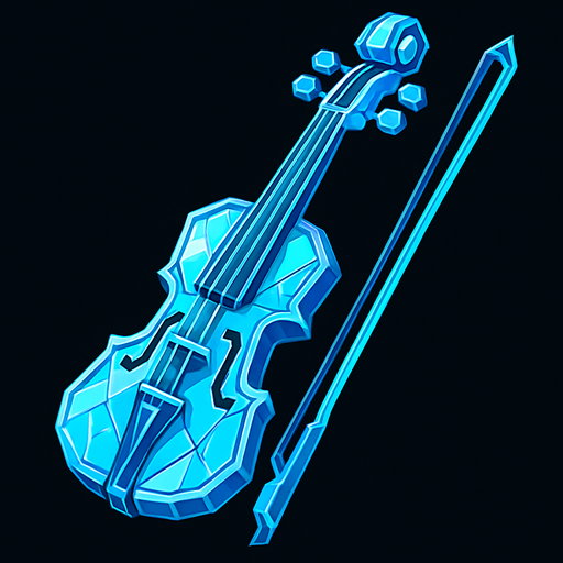 Violin de hielo futurista evolucionado.
In-Game asset.  2d.  High contrast.  No shadows