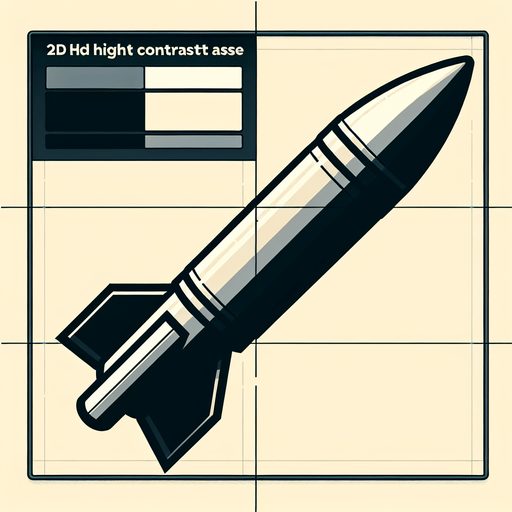 missile.
Single Game Texture. In-Game asset. 2d. Blank background. High contrast. No shadows.
