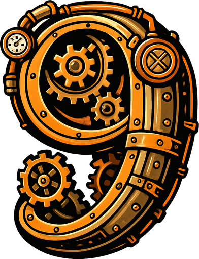 numero 9 en estilo steampunk.
In-Game asset.  2d.  High contrast.  No shadows