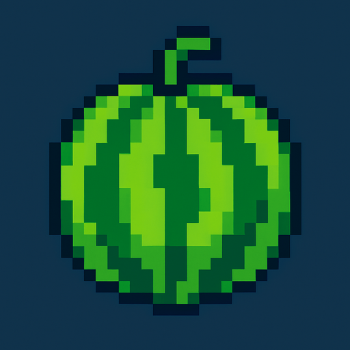 make pixel art 2d watermelon.
In-Game asset.  2d.  High contrast.  No shadows