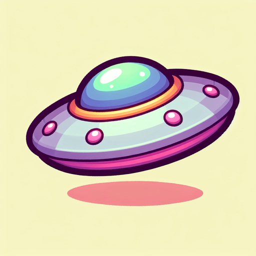Ufo (летающая тарелка). Мультяшная.
Single Game Texture.  In-Game asset.  2d.  Blank background.  High contrast.  No shadows