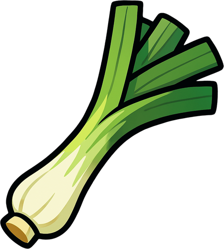 poireau.
In-Game asset.  2d.  High contrast.  No shadows