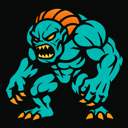 Savage alien strong 2d game.
In-Game asset.  2d.  High contrast.  No shadows