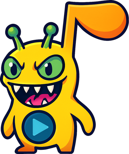 MÜZİK NOTASI ŞEKLİNDE BİR UZAYLI CANAVAR ÇİZ AMA BU KARAKTER PLAYER VE İSMİ Aurion ONA GÖRE TASARLA. AYAKSIZ. dONT WRİTE TEXT İN TO İMAGE. NO BLACK..
In-Game asset.  2d.  High contrast.  No shadows