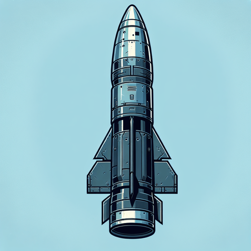 Missile 2d of a fighter plane.
Single Game Texture. In-Game asset. 2d. Blank background. High contrast. No shadows.