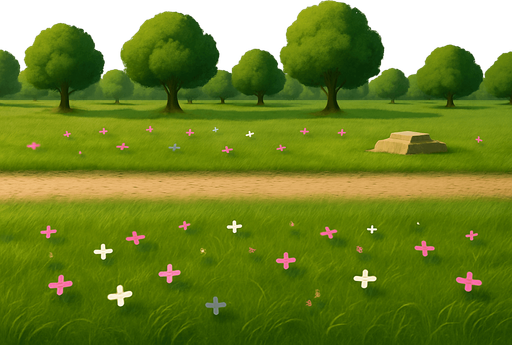 yola ve çimenlere biraz detay ve derinlik kat