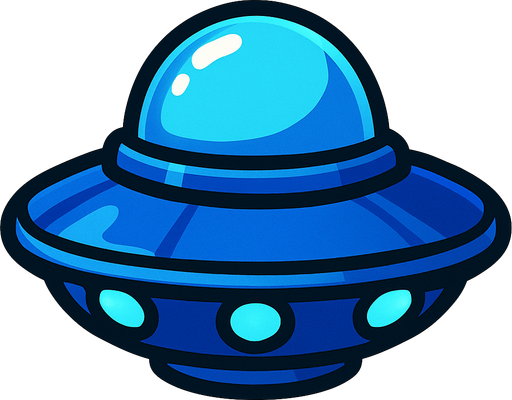 mavi ufo.
In-Game asset.  2d.  High contrast.  No shadows