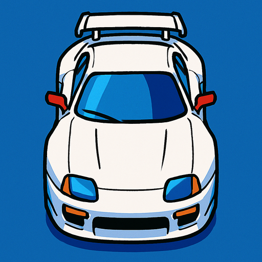 white sports car arcade top view.
In-Game asset.  2d.  High contrast.  No shadows