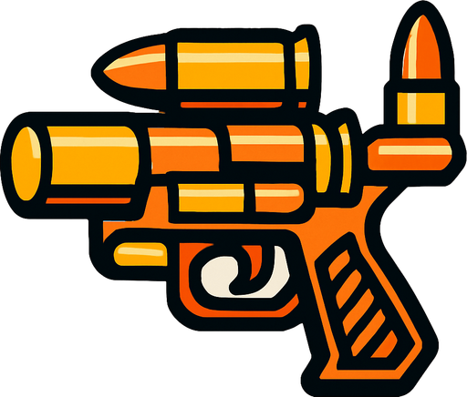 Bullet gun.
In-Game asset.  2d.  High contrast.  No shadows