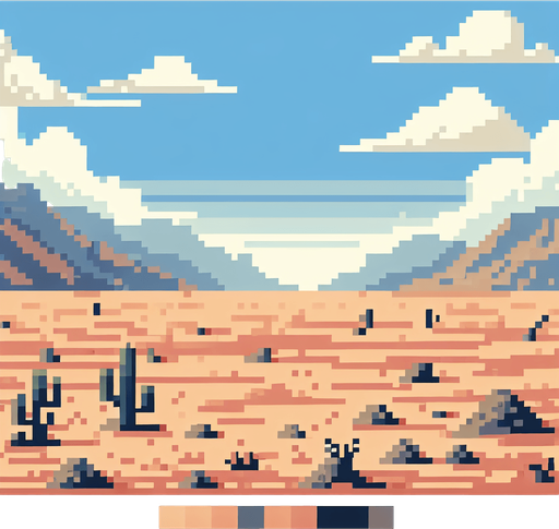 pixel art desert.
Single Game Texture. In-Game asset. 2d. Blank background. High contrast. No shadows.