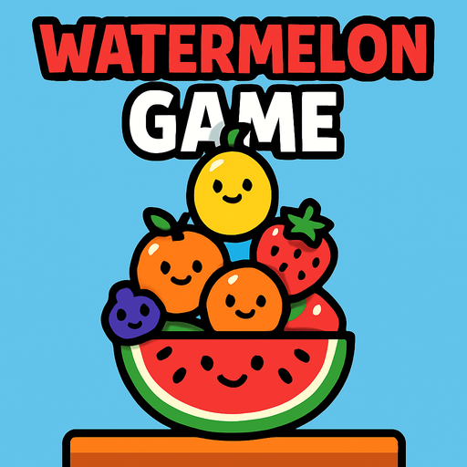 Watermelon game image.
In-Game asset.  2d.  High contrast.  No shadows