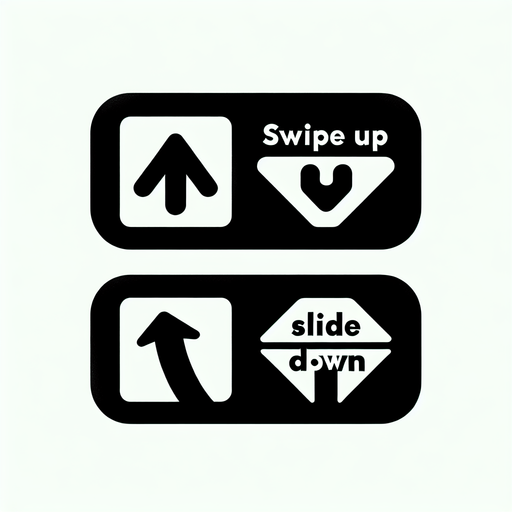 Text and icon : "swipe up to jump" (arrow up)  and  "swipe down to slide"  (arrow down).