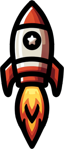 ракета, снаряд летит вверх.
Single Game Texture. In-Game asset. 2d. Blank background. High contrast. No shadows.