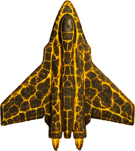 toxic yellow lava spaceship top view.