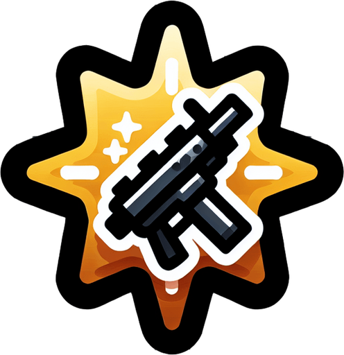 weapon power up icon.
Single Game Texture. In-Game asset. 2d. Blank background. High contrast. No shadows.