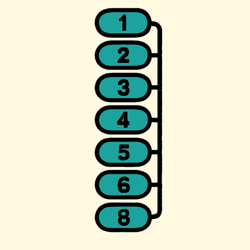 Saxophone keys numbered 1 to 8.
In-Game asset.  2d.  High contrast.  No shadows