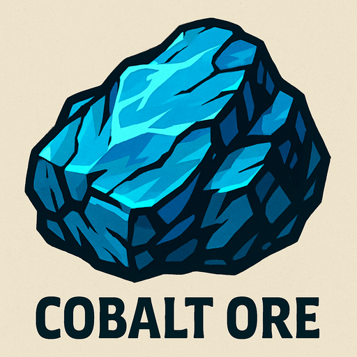 Cobalt cevheri.
In-Game asset.  2d.  High contrast.  No shadows