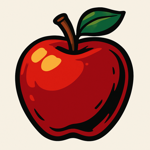 an apple.
In-Game asset.  2d.  High contrast.  No shadows