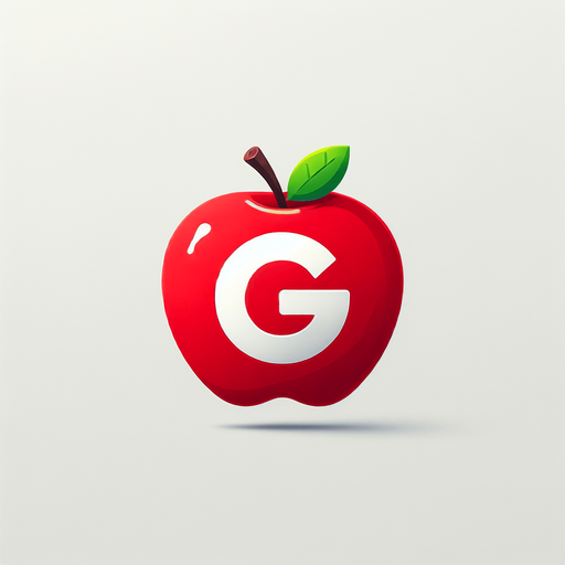 the "G" sign on the red apple.
Single Game Texture. In-Game asset. 2d. Blank background. High contrast. No shadows.