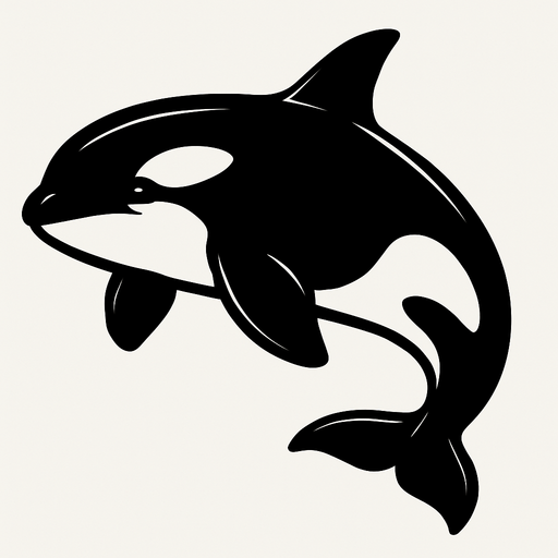 A big Black and White Orca.
In-Game asset.  2d.  High contrast.  No shadows
