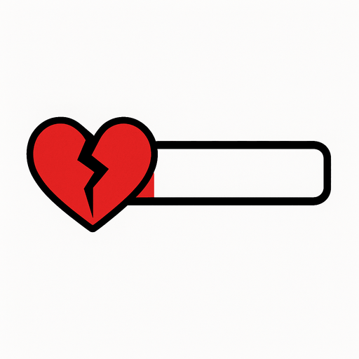 Barra de vida vacia con un corazón roto
In-Game asset.  2d.  High contrast.  No shadows