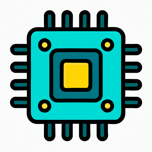 Computer chip.
In-Game asset.  2d.  High contrast.  No shadows