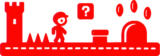 a 2d platformer straight and long that looks special in red.
In-Game asset.  2d.  High contrast.  No shadows