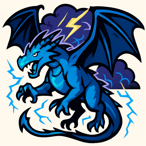 Dragon de l'orage.
In-Game asset.  2d.  High contrast.  No shadows