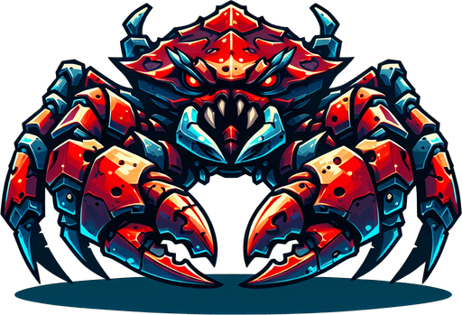 kötü yengeç.
Single Game Texture.  In-Game asset.  2d.  Blank background.  High contrast.  No shadows