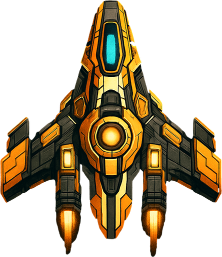 Fancy spaceship image.
In-Game asset.  2d.  High contrast