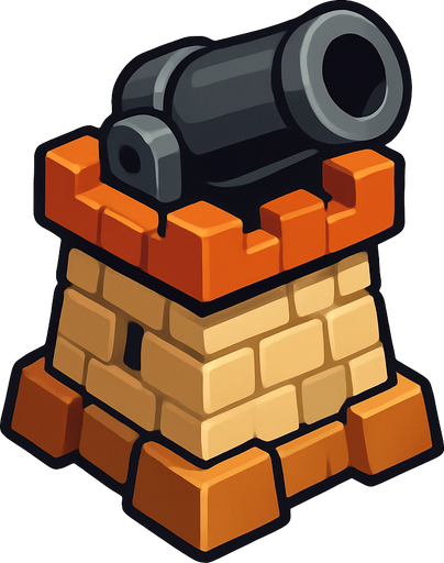 izometric cannon tower.
In-Game asset.  2d.  High contrast.  No shadows. izometric