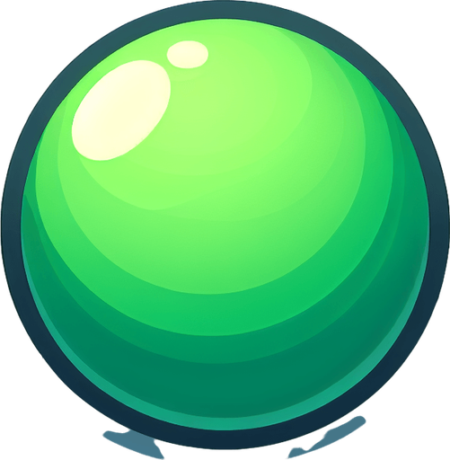 Ball for pop game plain green.
Single Game Texture. In-Game asset. 2d. Blank background. High contrast. No shadows.