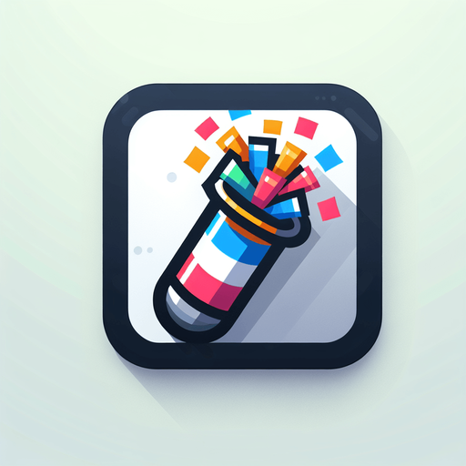 confetti popper.
Single Game Texture. In-Game asset. 2d. Blank background. High contrast. No shadows.