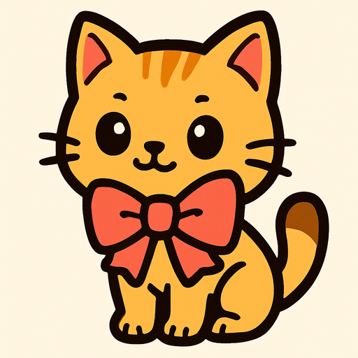 a cute cat with a bow.
In-Game asset.  2d.  High contrast.  No shadows