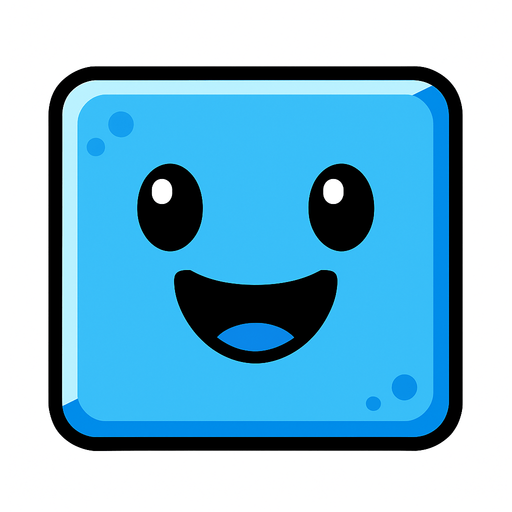 Happy blue block.
In-Game asset.  2d.  High contrast.  No shadows