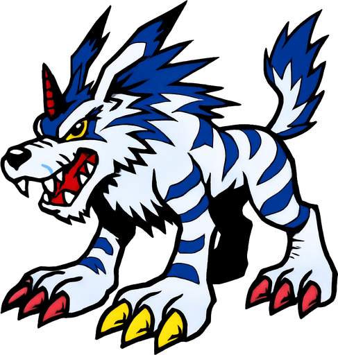 Garurumon.
In-Game asset.  2d.  High contrast.  No shadows