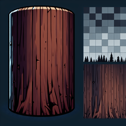 Ağaç kütüğü vektör tarzda dik bir adet koyu kahverengi.
Single Game Texture.  In-Game asset.  2d.  Blank background.  High contrast.  No shadows