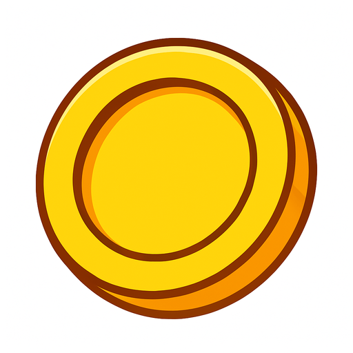 yellow gold coin.
In-Game asset.  2d.  High contrast.  No shadows