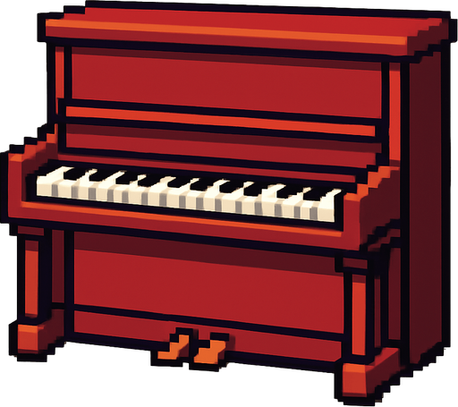 piano pixelart 2d.
In-Game asset.  2d.  High contrast.  No shadows
