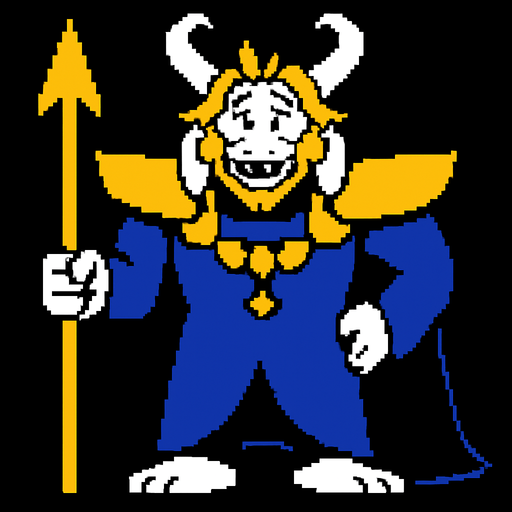 asgore
undeertale.
In-Game asset.  2d.  High contrast.  No shadows