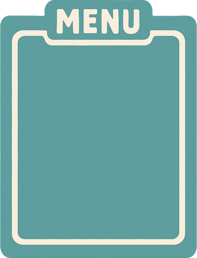 El fondo de un menu pqueño, este se dezpliga asi que deberia ser bonito, acorde a un menu rapido y de tipo retro. colores verde pastel o azul marino mate claro. con borde blanco, y que tenga una pestañita superior que diga menu como si fuera una carpeta.
In-Game asset.  2d.  High contrast.  No shadows