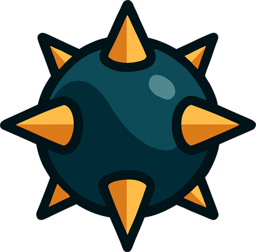 Bola con pinchos.
In-Game asset.  2d.  High contrast.  No shadows