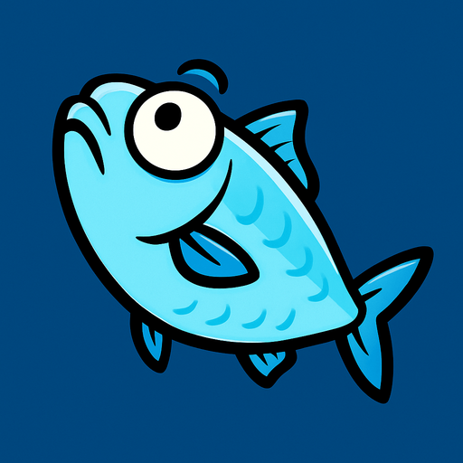 A dumb looking flat fish like a sardine looking up, ice blue color..
In-Game asset.  2d.  High contrast.  No shadows