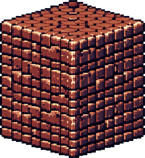 brick, brown color, pixel style.
Single Game Texture.  In-Game asset.  2d.  Blank background.  High contrast.  No shadows