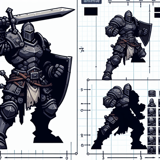 An animated image an aggressive medieval knight.
Single Game Texture. In-Game asset. 2d. Blank background. High contrast. No shadows.