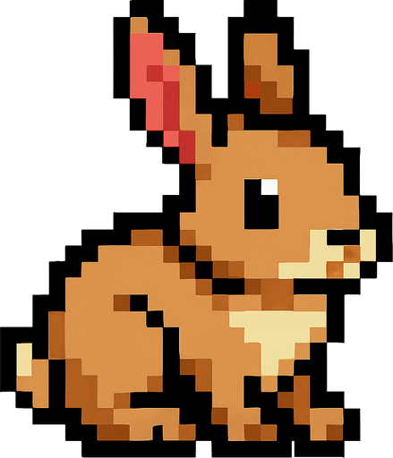 rabbit pixel.
In-Game asset.  2d.  High contrast.  No shadows